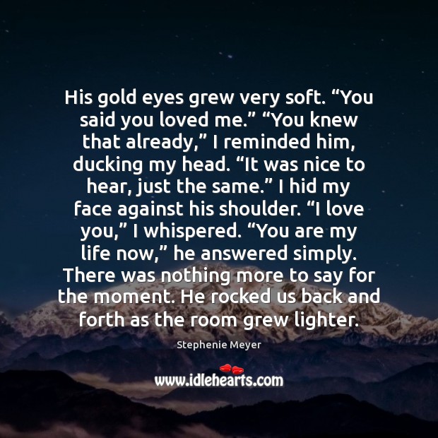 His gold eyes grew very soft. “You said you loved me.” “You Stephenie Meyer Picture Quote