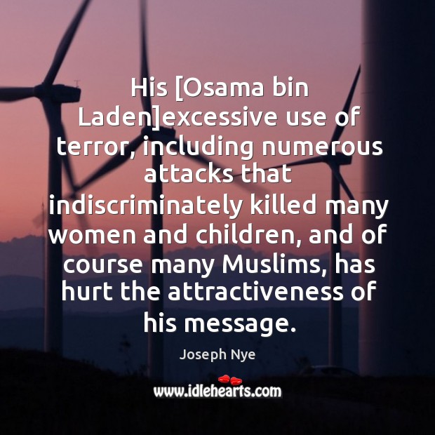 His [Osama bin Laden]excessive use of terror, including numerous attacks that Image