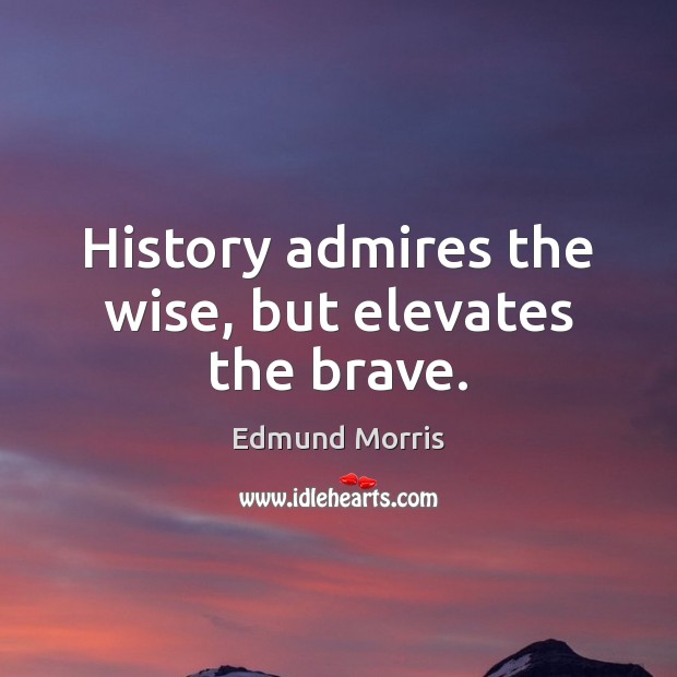 History admires the wise, but elevates the brave. Edmund Morris Picture Quote