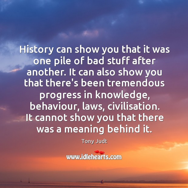 History can show you that it was one pile of bad stuff Tony Judt Picture Quote