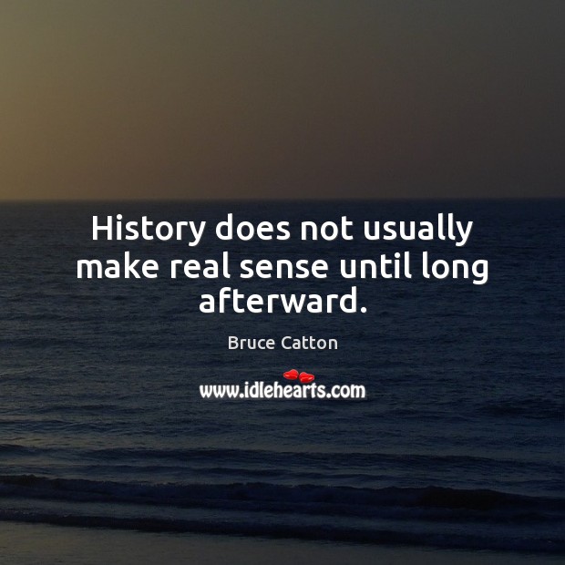 History does not usually make real sense until long afterward. Bruce Catton Picture Quote