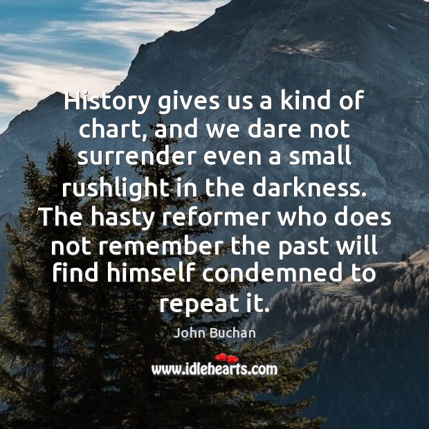 History gives us a kind of chart, and we dare not surrender John Buchan Picture Quote