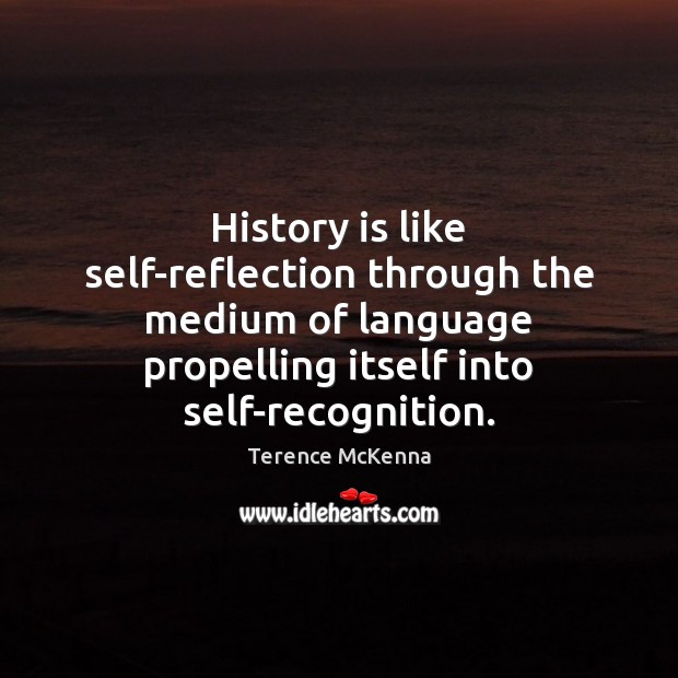History is like self-reflection through the medium of language propelling itself into Terence McKenna Picture Quote