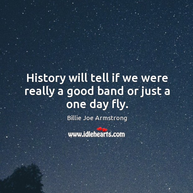 History will tell if we were really a good band or just a one day fly. Billie Joe Armstrong Picture Quote