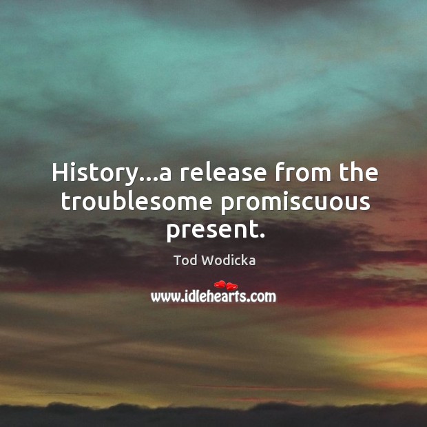 History…a release from the troublesome promiscuous present. Tod Wodicka Picture Quote