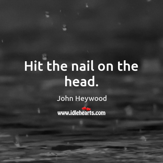 Hit the nail on the head. John Heywood Picture Quote