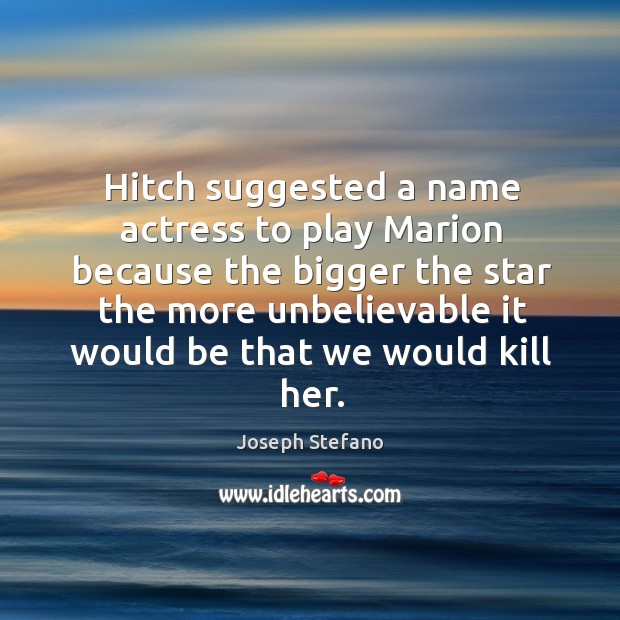 Hitch suggested a name actress to play marion because the bigger the star the more Image