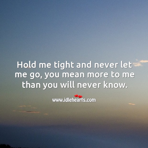 Hold me tight and never let me go. Love Quotes Image