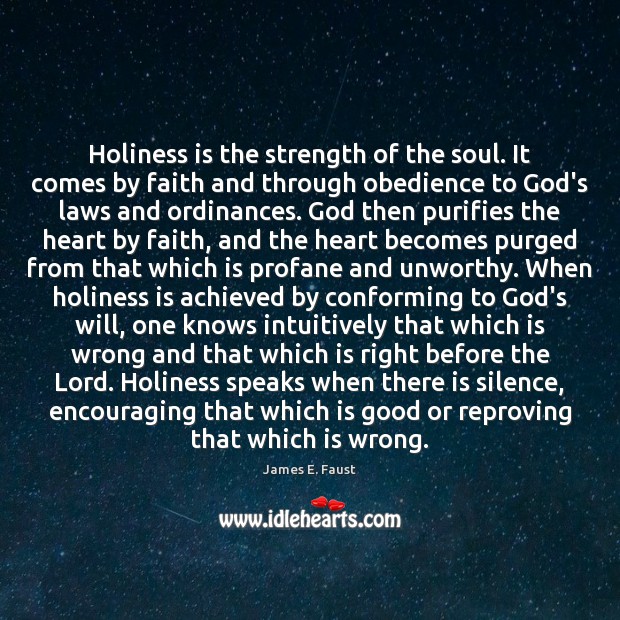 Holiness is the strength of the soul. It comes by faith and James E. Faust Picture Quote