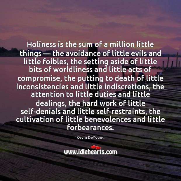 Holiness is the sum of a million little things — the avoidance of Kevin DeYoung Picture Quote