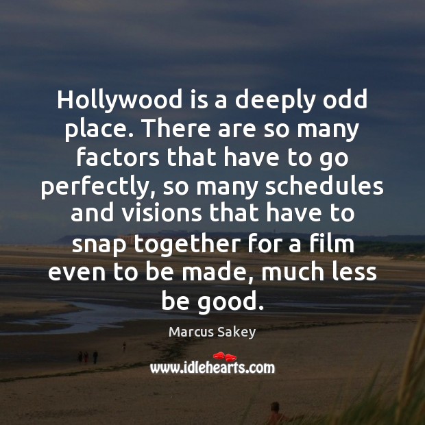 Hollywood is a deeply odd place. There are so many factors that Marcus Sakey Picture Quote