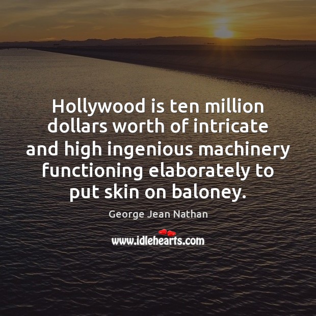 Hollywood is ten million dollars worth of intricate and high ingenious machinery George Jean Nathan Picture Quote