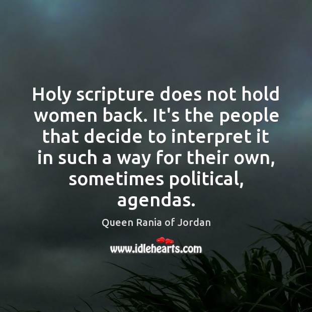 Holy scripture does not hold women back. It’s the people that decide Image