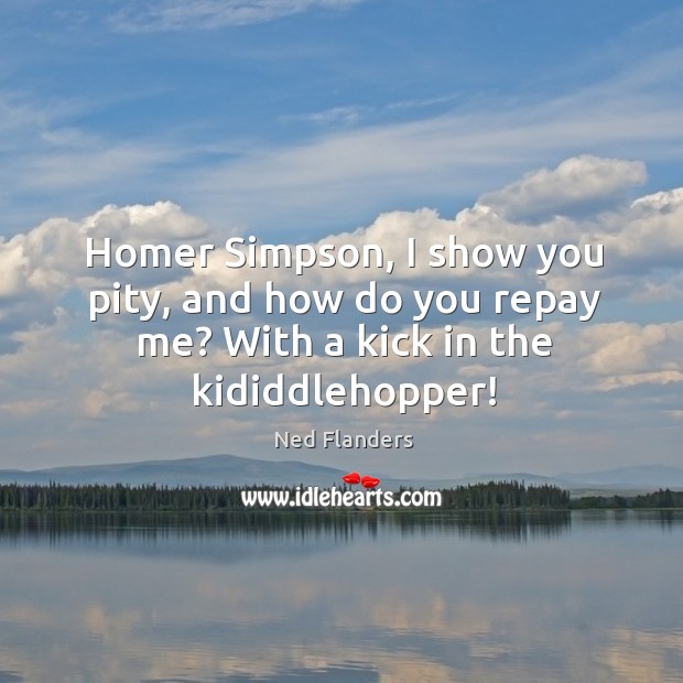 Homer simpson, I show you pity, and how do you repay me? with a kick in the kididdlehopper! Image