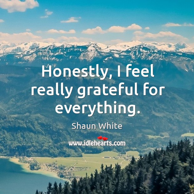 Honestly, I feel really grateful for everything. Shaun White Picture Quote