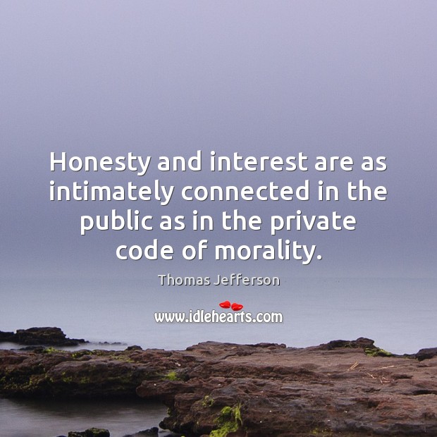 Honesty and interest are as intimately connected in the public as in Thomas Jefferson Picture Quote