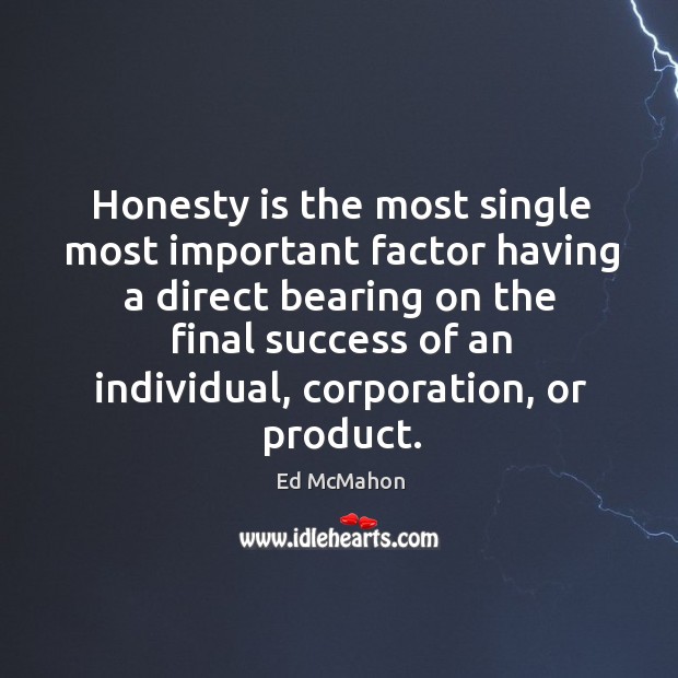 Honesty is the most single most important factor having a direct bearing on the Image