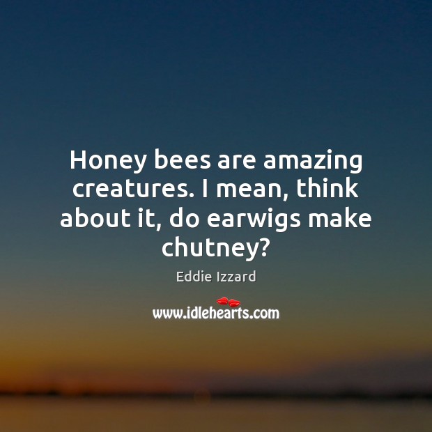 Honey bees are amazing creatures. I mean, think about it, do earwigs make chutney? Image