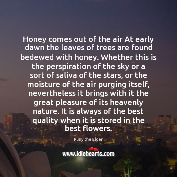 Honey comes out of the air At early dawn the leaves of Pliny the Elder Picture Quote