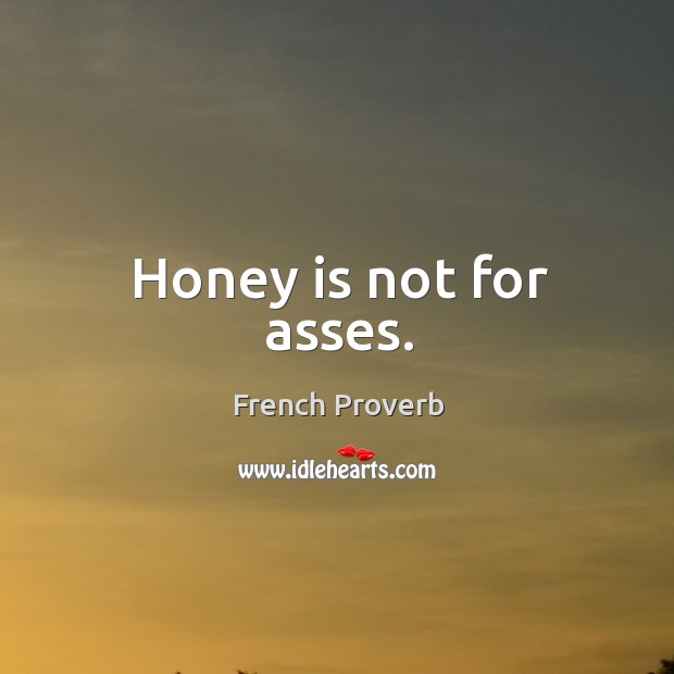 Honey is not for asses. French Proverbs Image