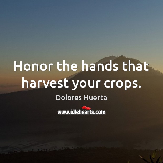 Honor the hands that harvest your crops. Image