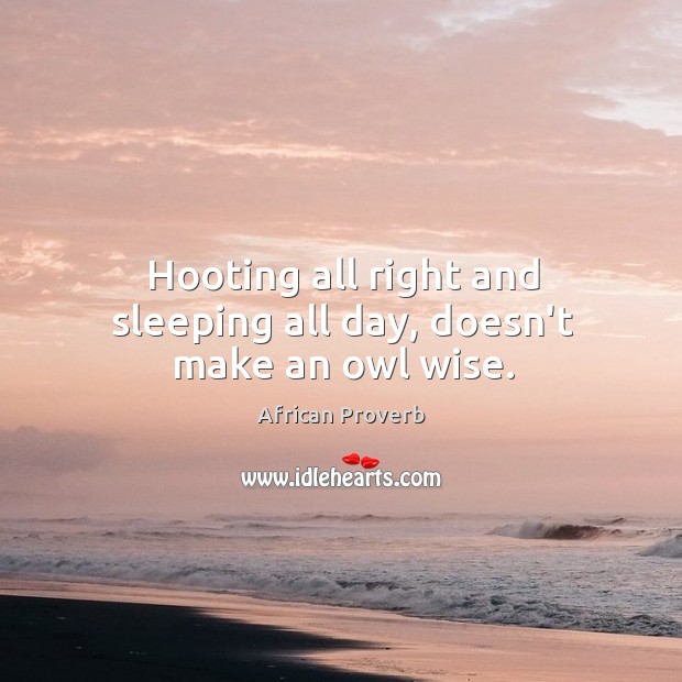 Hooting all right and sleeping all day, doesn’t make an owl wise. Image