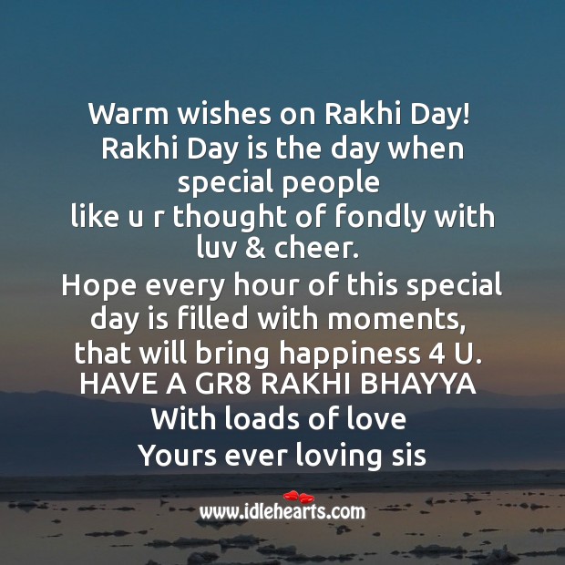 Hope every hour of this special day is filled with moments Raksha Bandhan Messages Image