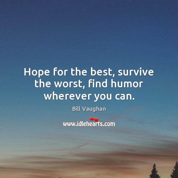 Hope for the best, survive the worst, find humor wherever you can. Bill Vaughan Picture Quote