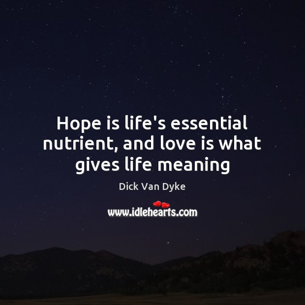 Hope is life’s essential nutrient, and love is what gives life meaning Hope Quotes Image