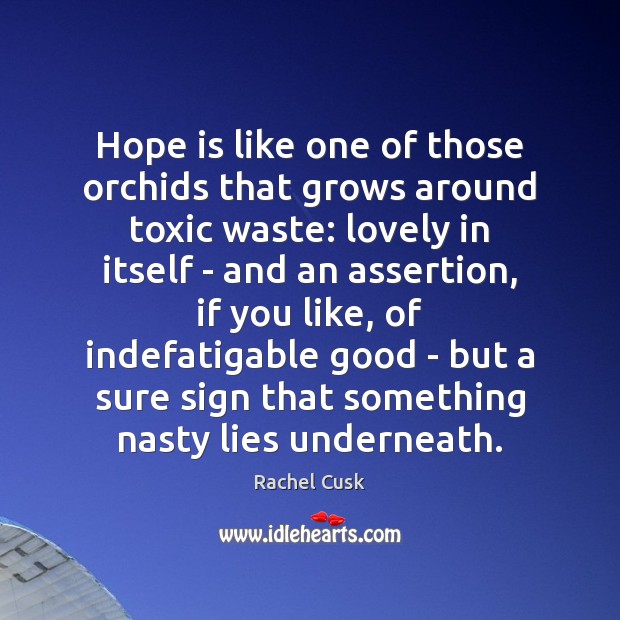 Hope is like one of those orchids that grows around toxic waste: Image