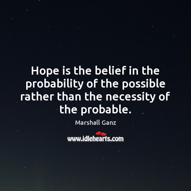 Hope is the belief in the probability of the possible rather than Hope Quotes Image
