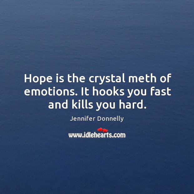 Hope is the crystal meth of emotions. It hooks you fast and kills you hard. Jennifer Donnelly Picture Quote