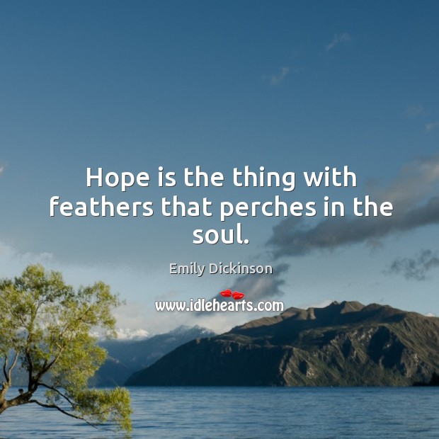 Hope is the thing with feathers that perches in the soul. Image