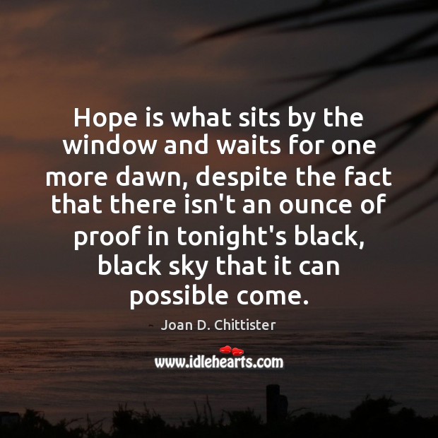 Hope is what sits by the window and waits for one more Joan D. Chittister Picture Quote