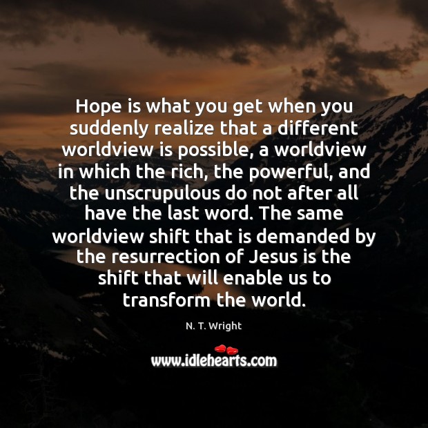 Hope is what you get when you suddenly realize that a different N. T. Wright Picture Quote