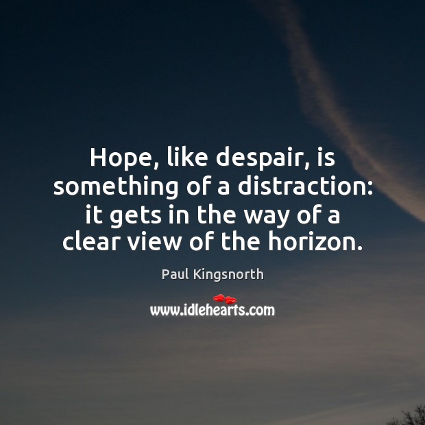 Hope, like despair, is something of a distraction: it gets in the Paul Kingsnorth Picture Quote