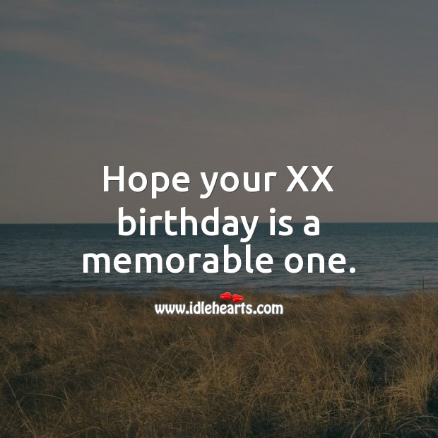 Hope your XX birthday is a memorable one. Birthday Quotes Image