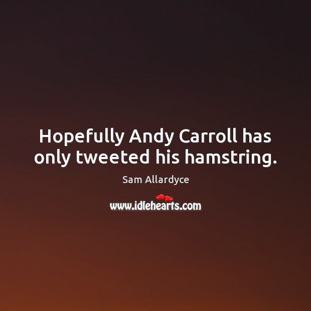 Hopefully Andy Carroll has only tweeted his hamstring. Sam Allardyce Picture Quote