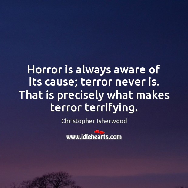 Horror is always aware of its cause; terror never is. That is Image