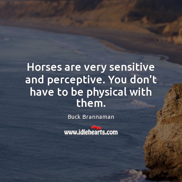 Horses are very sensitive and perceptive. You don’t have to be physical with them. Buck Brannaman Picture Quote