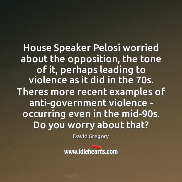 House Speaker Pelosi worried about the opposition, the tone of it, perhaps Image