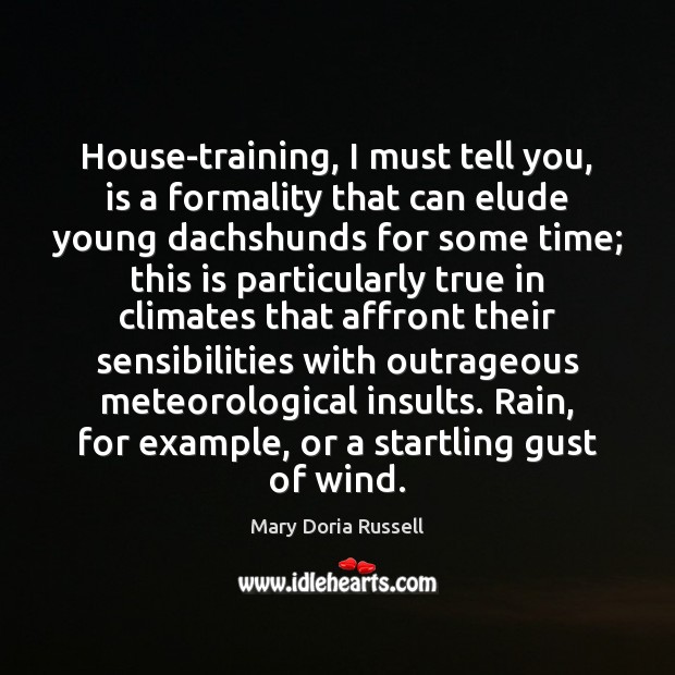 House-training, I must tell you, is a formality that can elude young Mary Doria Russell Picture Quote