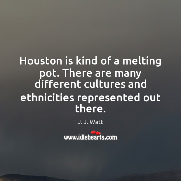 Houston is kind of a melting pot. There are many different cultures J. J. Watt Picture Quote