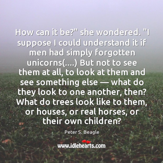 How can it be?” she wondered. “I suppose I could understand it Peter S. Beagle Picture Quote