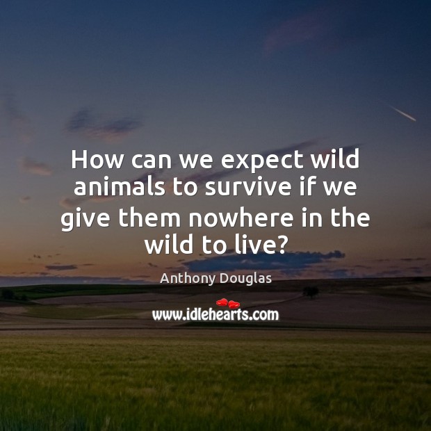 How can we expect wild animals to survive if we give them nowhere in the wild to live? Anthony Douglas Picture Quote