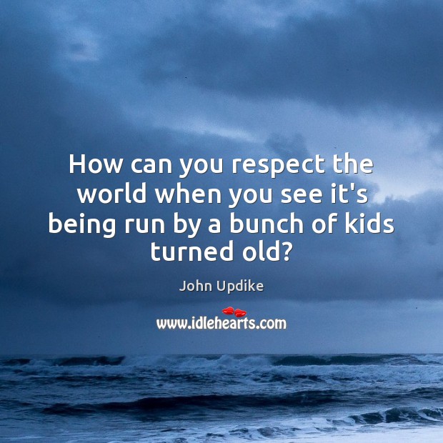 How can you respect the world when you see it’s being run by a bunch of kids turned old? John Updike Picture Quote