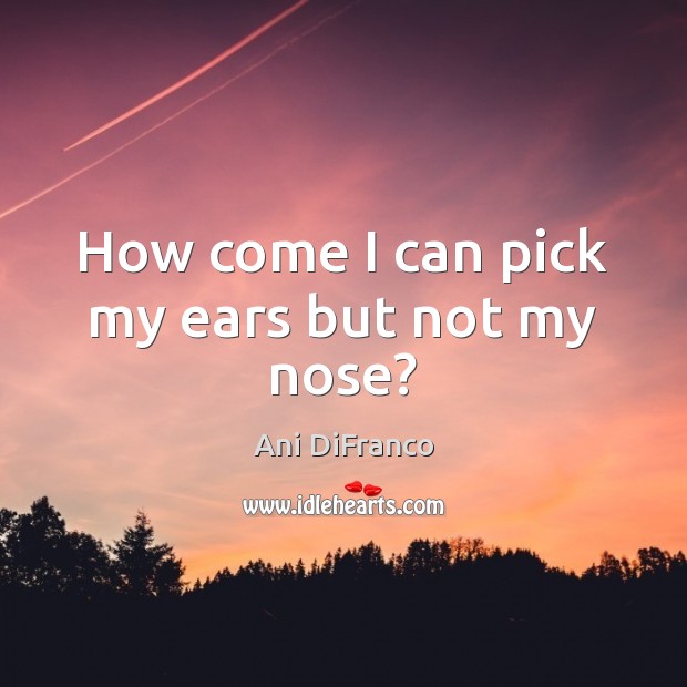 How come I can pick my ears but not my nose? Ani DiFranco Picture Quote