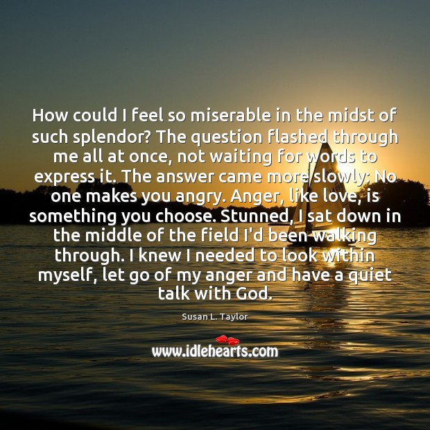How could I feel so miserable in the midst of such splendor? Susan L. Taylor Picture Quote