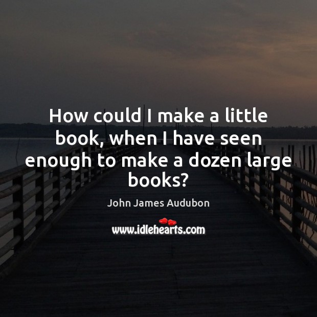 How could I make a little book, when I have seen enough to make a dozen large books? John James Audubon Picture Quote