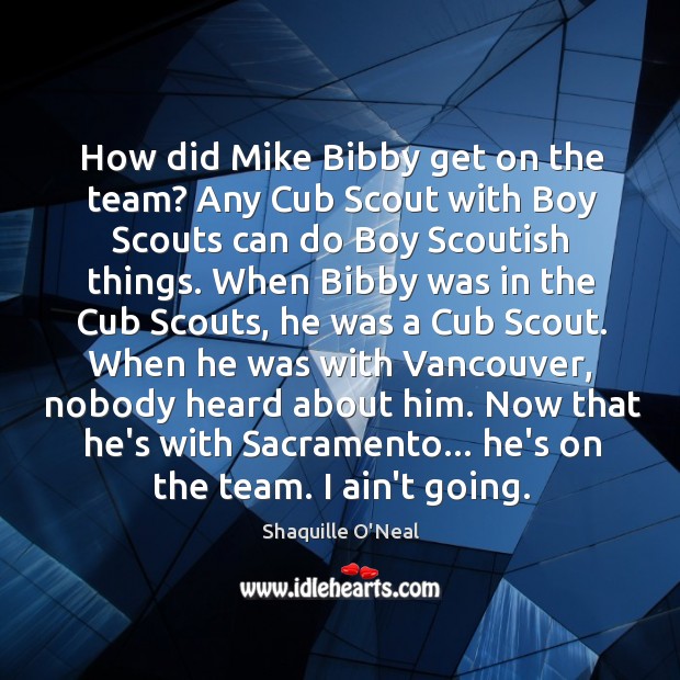 How did Mike Bibby get on the team? Any Cub Scout with Image